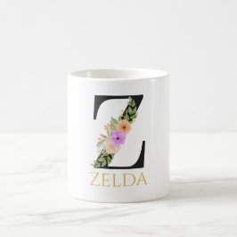 Waterverf Bloem Monogram Koffiekop Koffiemok