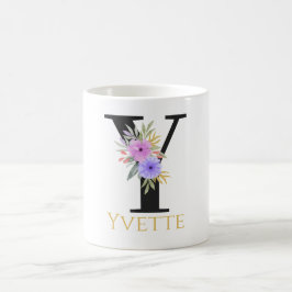 Waterverf Bloem Monogram Koffiekop Koffiemok