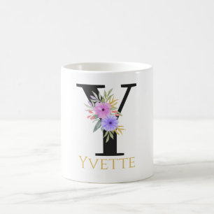 Waterverf Bloem Monogram Koffiekop Koffiemok