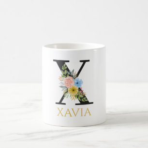 Waterverf Bloem Monogram Koffiekop Koffiemok