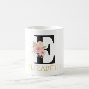 Waterverf Bloem Monogram Koffiekop Koffiemok