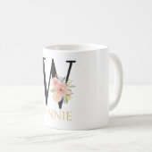 Waterverf Bloem Monogram Koffiekop Koffiemok (Voorkant rechts)