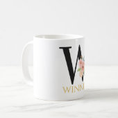 Waterverf Bloem Monogram Koffiekop Koffiemok (Voorkant links)