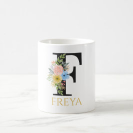 Waterverf Bloem Monogram Koffiekop Koffiemok