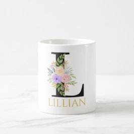 Waterverf Bloem Monogram Koffiekop Koffiemok