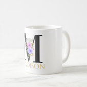 Waterverf Bloem Monogram Koffiekop Koffiemok (Voorkant rechts)