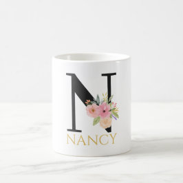 Waterverf Bloem Monogram Koffiekop Koffiemok