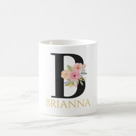 Waterverf Bloem Monogram Koffiekop Koffiemok