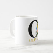 Waterverf Bloem Monogram Koffiemok (Voorkant links)
