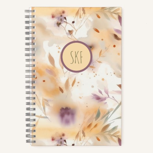 Waterverf Bloem Monogram Notitieboek (Voorkant)