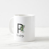 Waterverf bloem monogram pensioen koffie mok (Voorkant links)