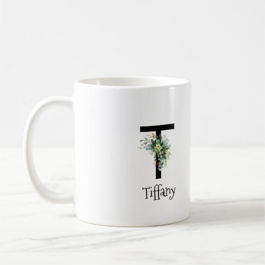 Waterverf bloem monogram pensioen koffie mok (Links)