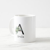 Waterverf bloem monogram pensioen koffie mok (Voorkant links)