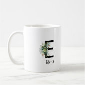 Waterverf bloem monogram pensioen koffie mok (Links)