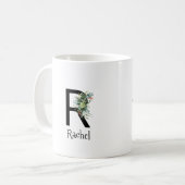 Waterverf bloem monogram pensioen koffie mok (Voorkant links)