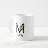 Waterverf bloem monogram pensioen koffie mok (Voorkant links)