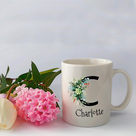 Waterverf bloem monogram pensioen koffie mok