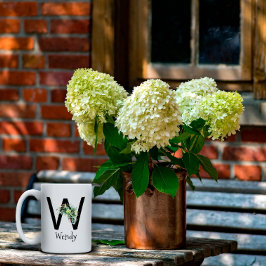 Waterverf bloem monogram pensioen koffie mok