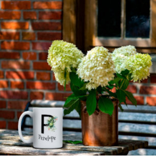 Waterverf bloem monogram pensioen koffie mok