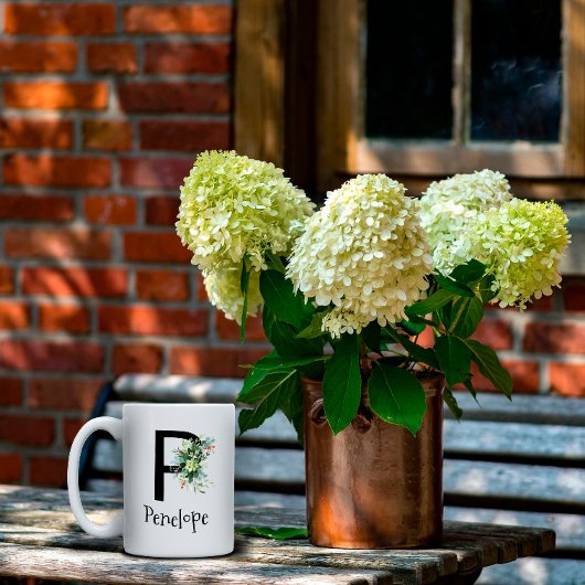 Waterverf bloem monogram pensioen koffie mok