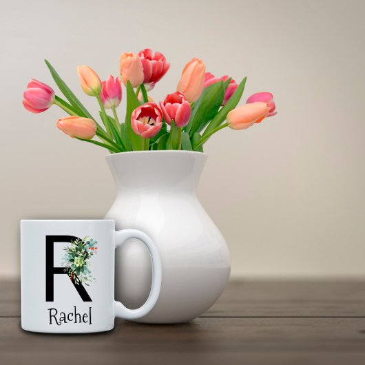 Waterverf bloem monogram pensioen koffie mok