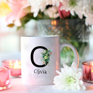 Waterverf bloem monogram pensioen koffie mok