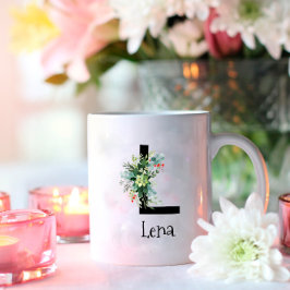 Waterverf bloem monogram pensioen koffie mok