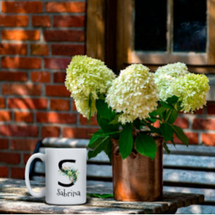 Waterverf bloem monogram pensioen koffie mok