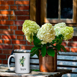 Waterverf bloem monogram pensioen koffie mok