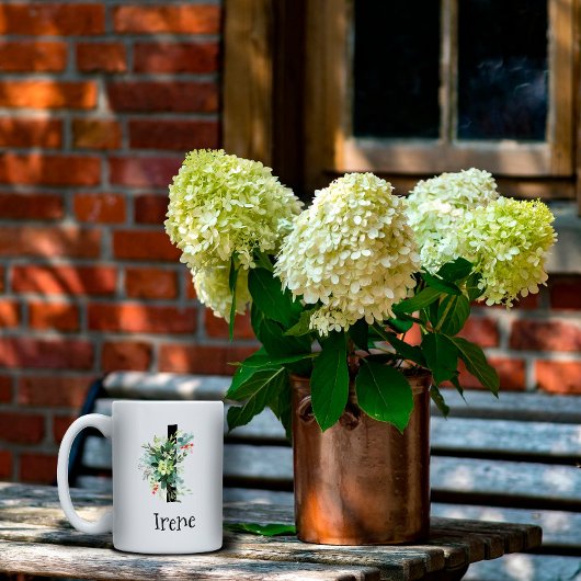 Waterverf bloem monogram pensioen koffie mok