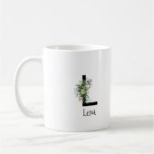 Waterverf bloem monogram pensioen koffie mok (Links)