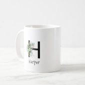 Waterverf bloem monogram pensioen koffie mok (Voorkant links)