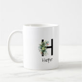 Waterverf bloem monogram pensioen koffie mok (Links)