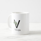 Waterverf bloem monogram pensioen koffie mok (Voorkant links)