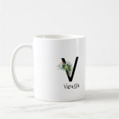 Waterverf bloem monogram pensioen koffie mok (Links)