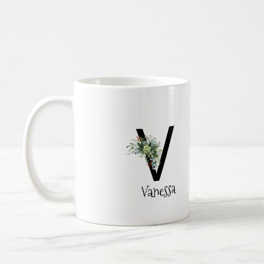 Waterverf bloem monogram pensioen koffie mok (Links)