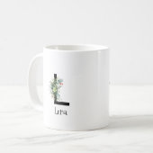 Waterverf bloem monogram pensionering koffiemok (Voorkant links)