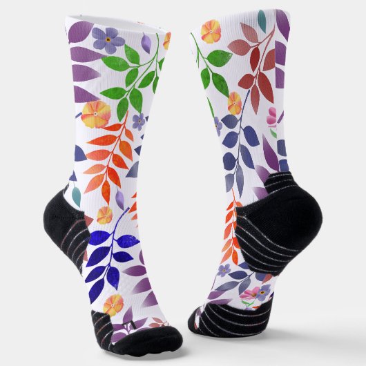 Waterverf Bloem Motief Sokken (Gebogen)