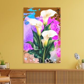 waterverf bloem Muurkunst Canvas Afdruk