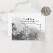 Waterverf bloem na begrafenis Hartelijk dank Notitiekaartje (Voorkant / Achterkant in situ)