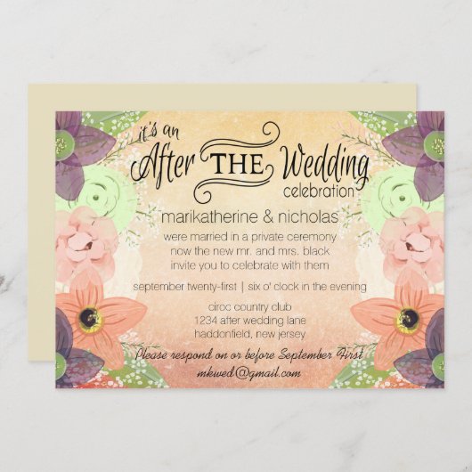 Waterverf Bloem na de Uitnodigingen van identiteit (Voorkant / Achterkant)