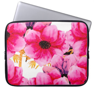 Waterverf bloem naadloze patroonachtergrond, beau laptop sleeve