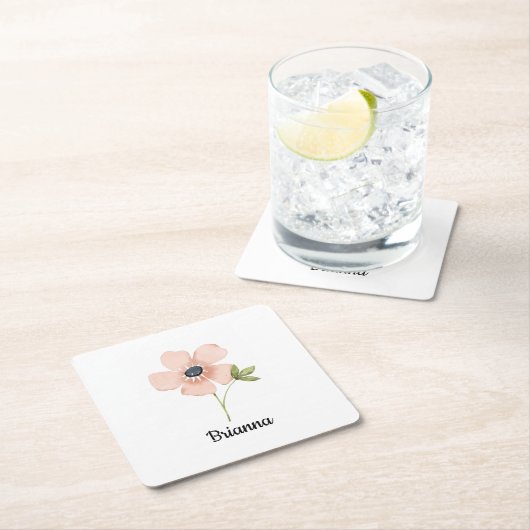 Waterverf Bloem Naam Blozend Kartonnen Onderzetters (Insitu)