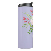 Waterverf Bloem, Naam & Monogram op Lavendel Thermosbeker (Gedraaid links)