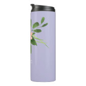 Waterverf Bloem, Naam & Monogram op Lavendel Thermosbeker (Geroteerd rechts)