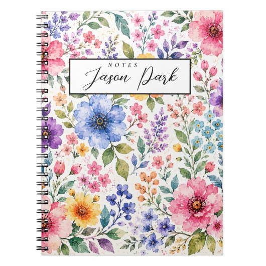 Waterverf Bloem Notebook Notitieboek (Voorkant)