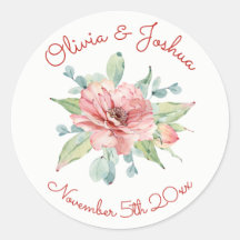 Waterverf Bloem Ontwerp Bruiloft Stickers