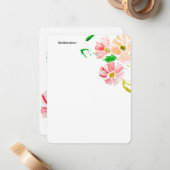 Waterverf bloem op maat notitiekaartje (Voorkant / Achterkant in situ)