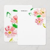 Waterverf bloem op maat notitiekaartje (Voorkant / Achterkant)