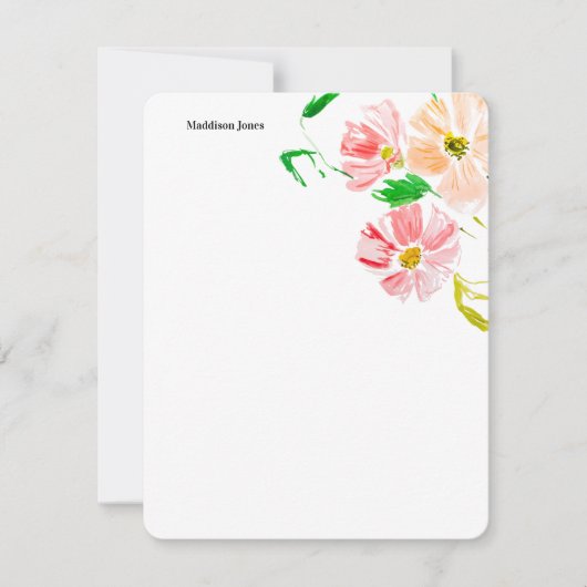 Waterverf bloem op maat notitiekaartje (Voorkant)